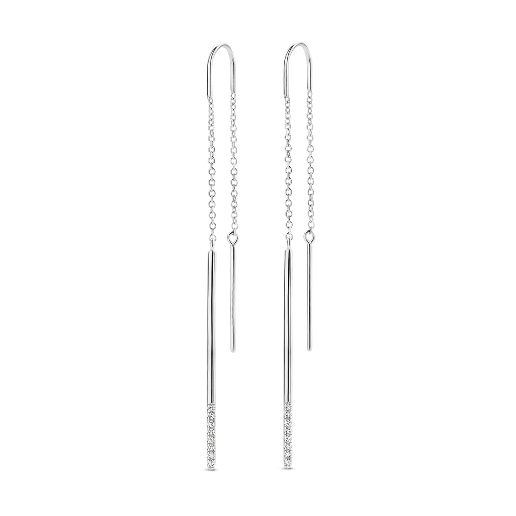Boucles d'oreilles Linear argent et diamants