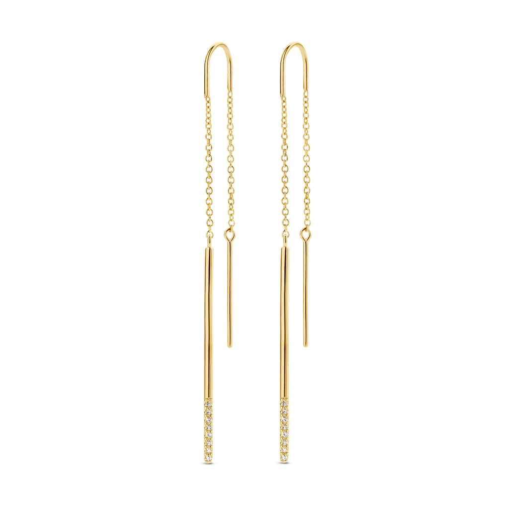 Boucles d'oreilles Linear PVD doré et diamants