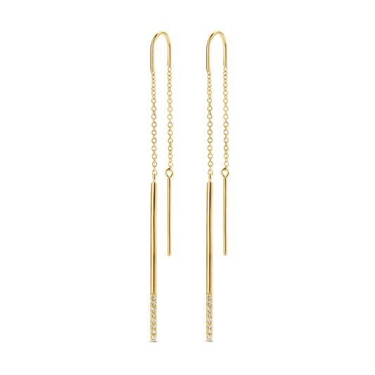 Boucles d'oreilles Linear PVD doré et diamants