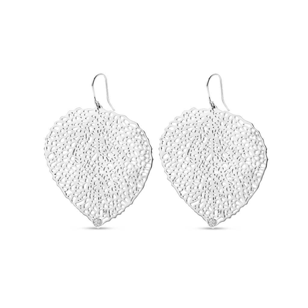 Boucles d'oreilles Petal argent et diamants