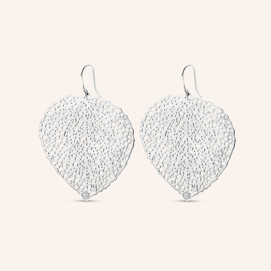 Boucles d'oreilles Petal argent et diamants