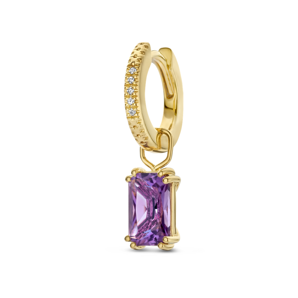 Mono boucle Plum PVD doré Améthyste et diamants