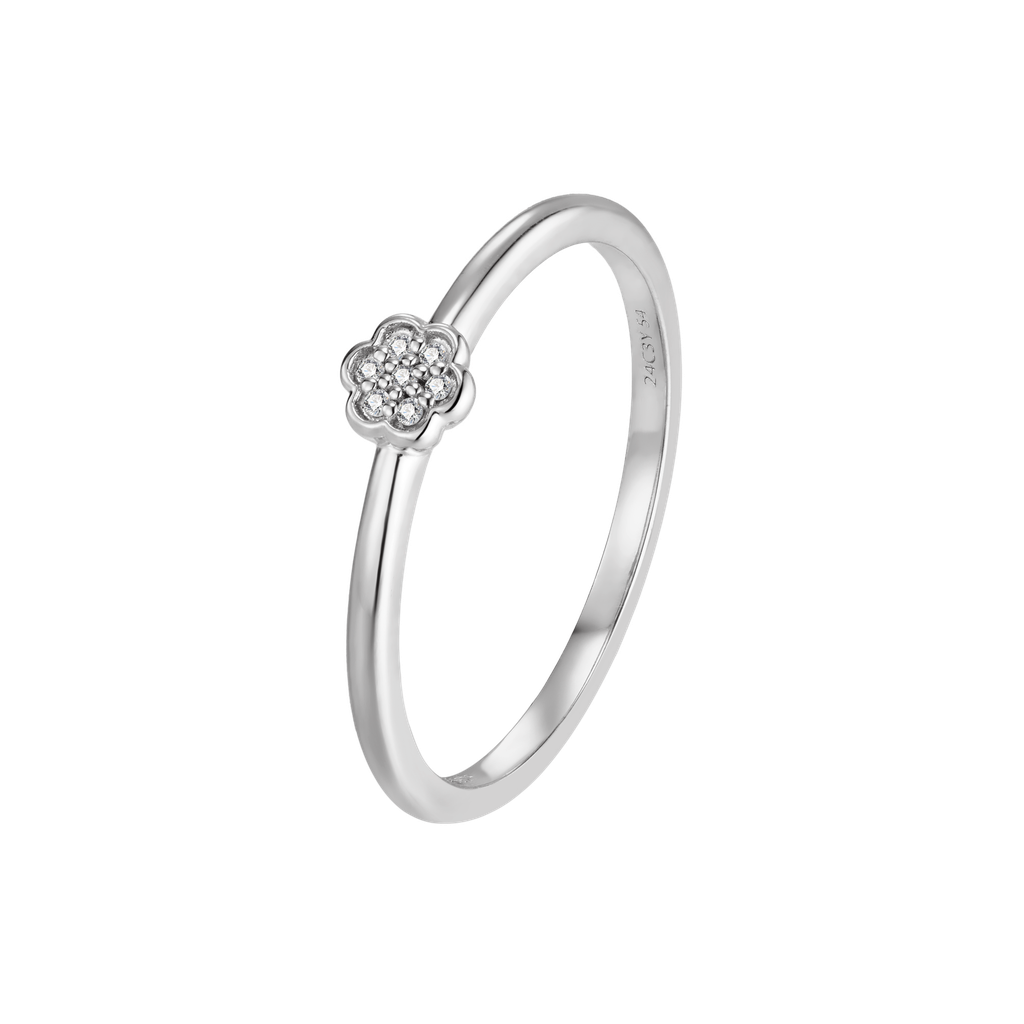 Bague First Flower argent et diamants