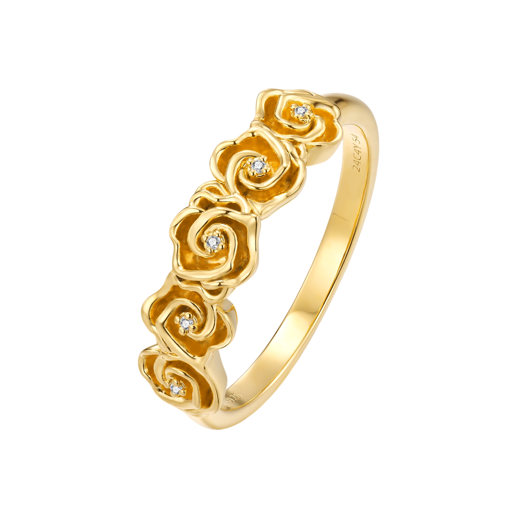 Bague Rosie PVD doré et diamants