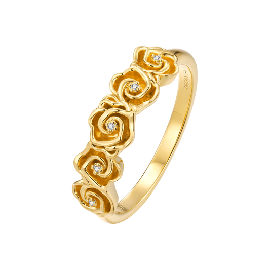 Bague Rosie PVD doré et diamants