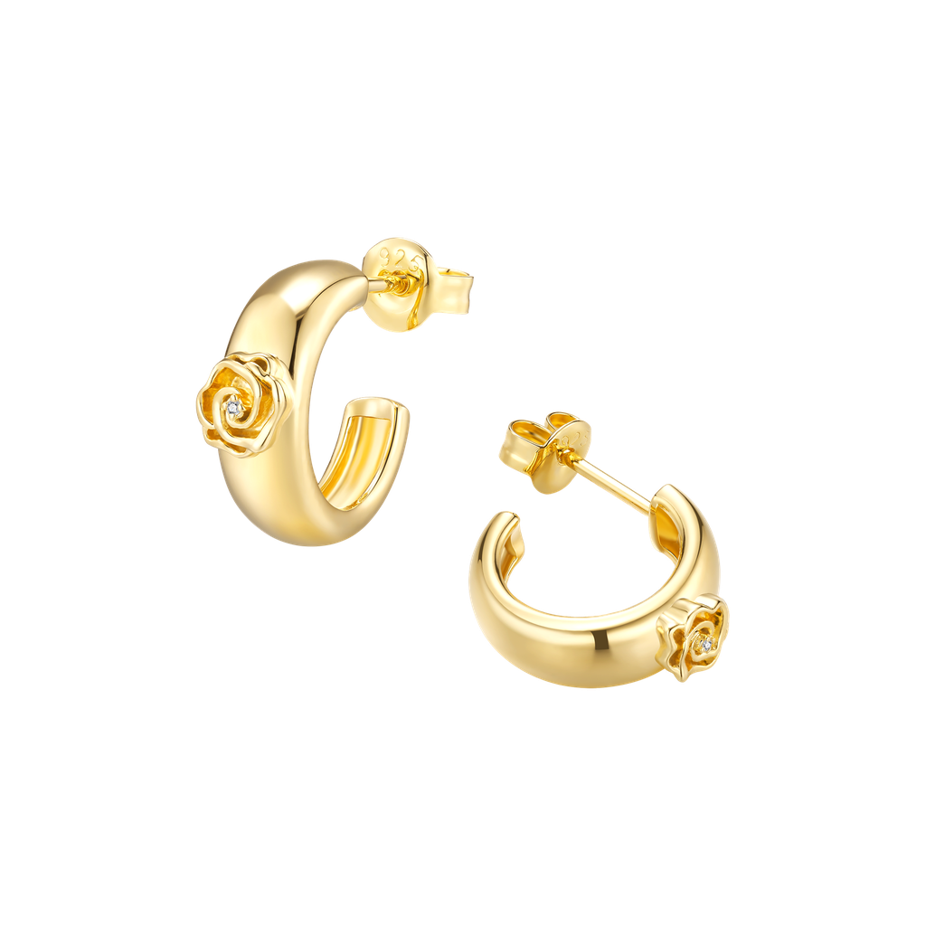 Boucles d'oreilles Rosie PVD doré et diamants