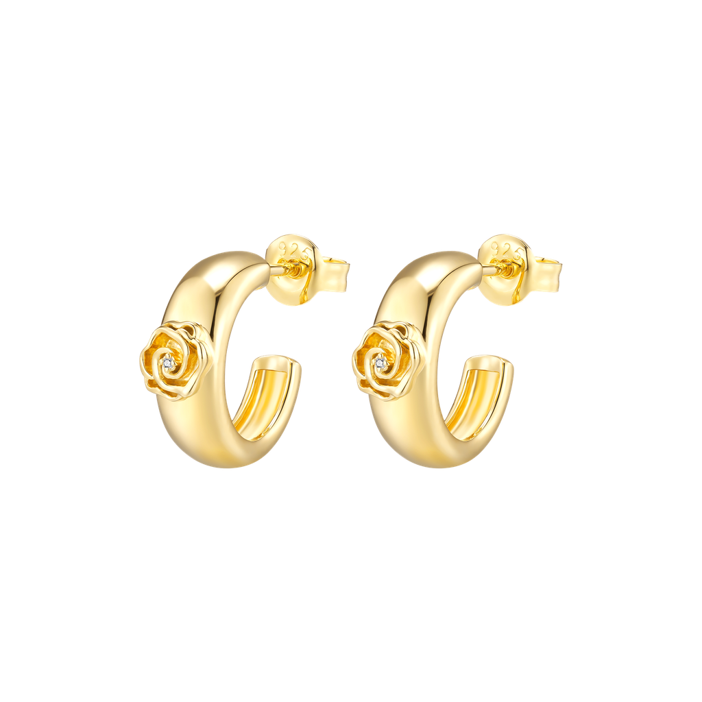 Boucles d'oreilles Rosie PVD doré et diamants