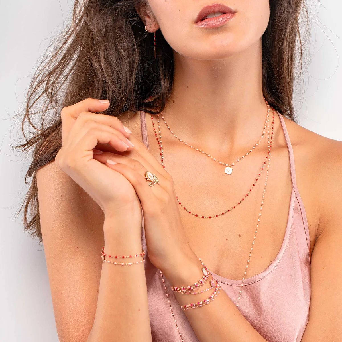 Collier Gigi Classique Coquelicot or jaune 50cm
