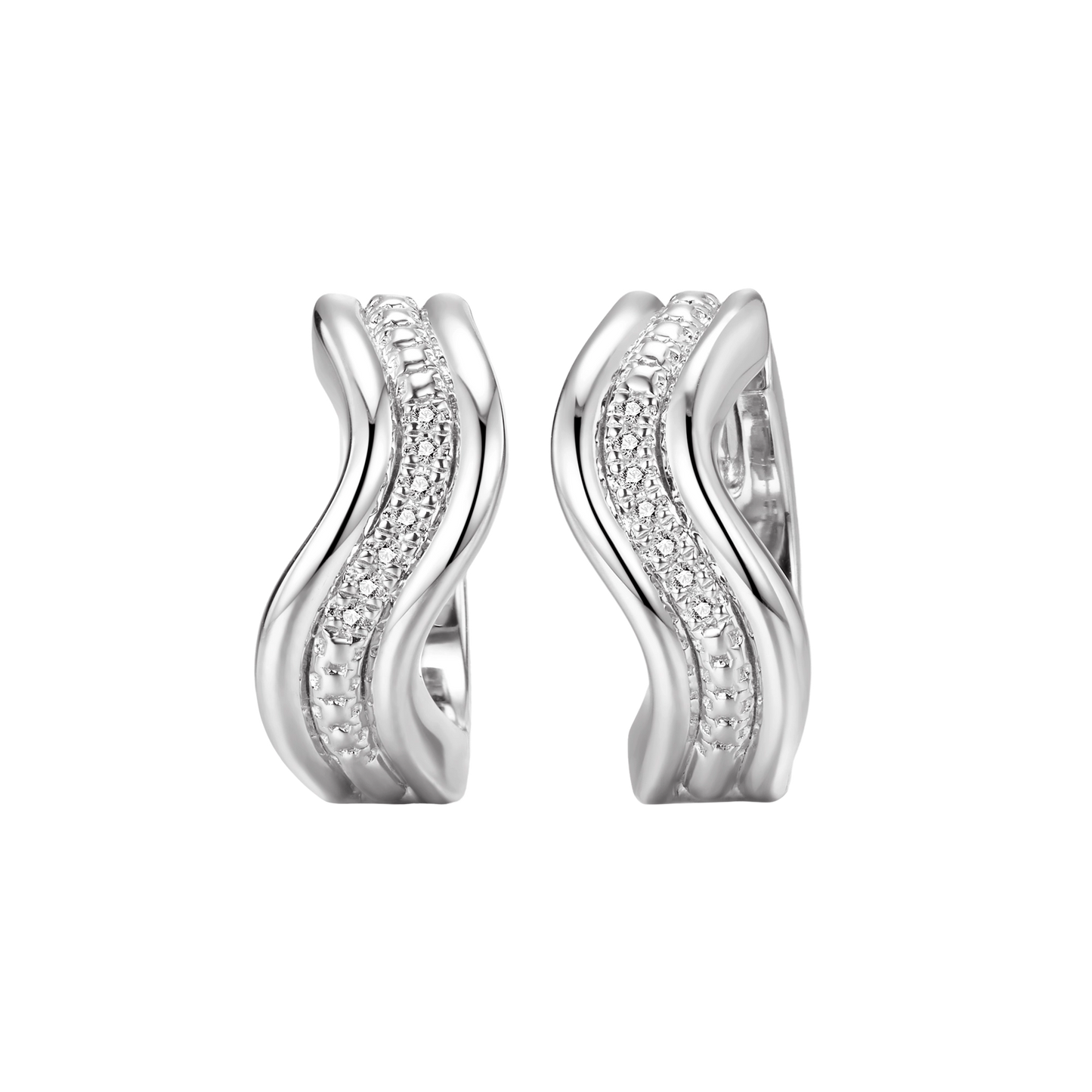 Boucles d'oreilles Ondine argent et diamants