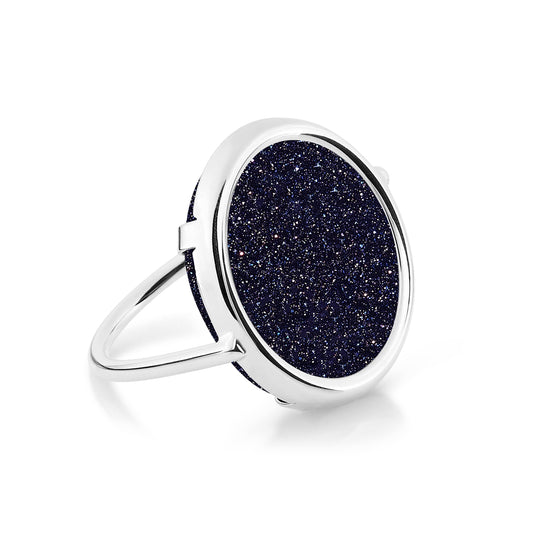 Bague Disc Ajna Blue Sandstone or blanc 18Kt