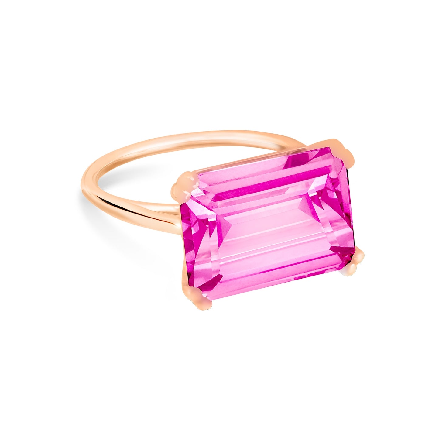 Bague Cocktail Horizontal pink Topaze or rose 18Kt