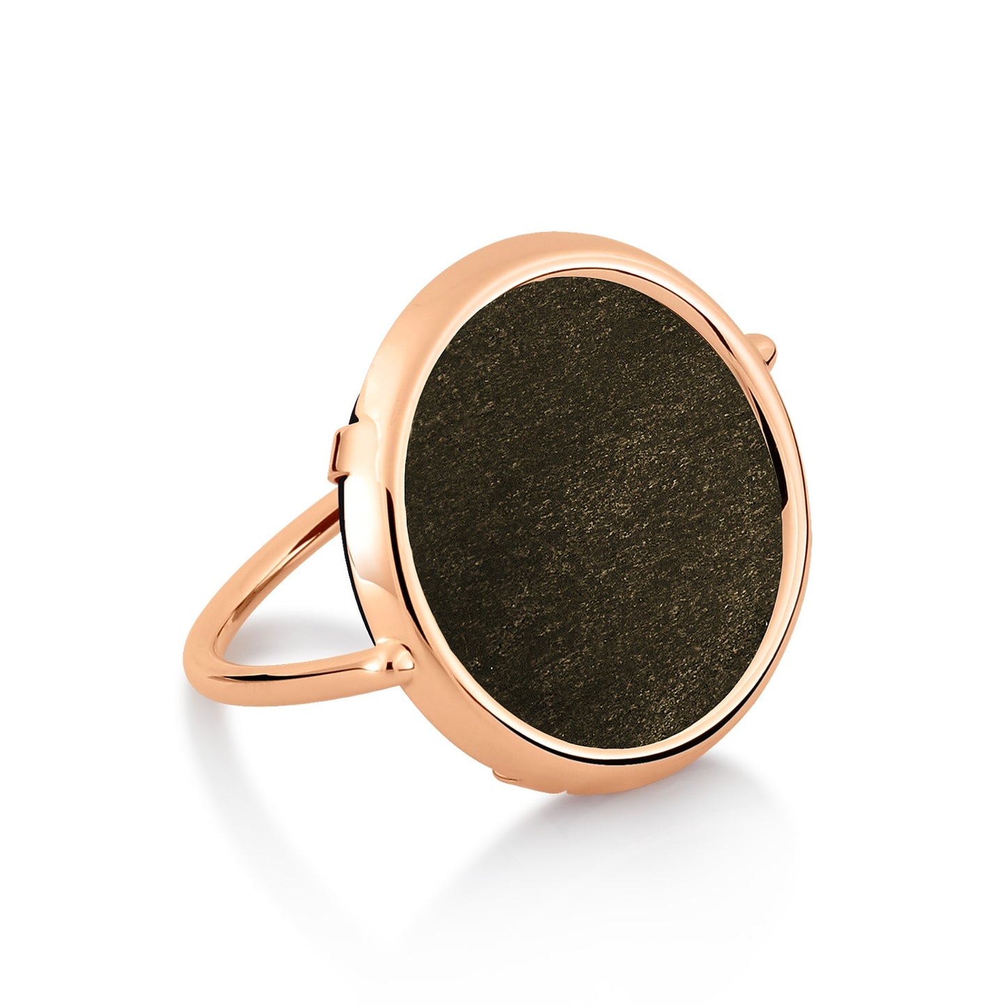 Bague Disc Obsidian or rose 18Kt