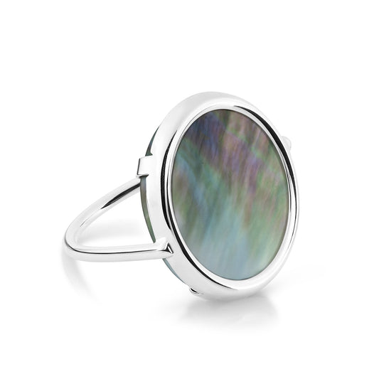 Bague Disc Mother Of Pearl black or blanc 18kT