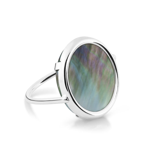 Bague Disc Mother Of Pearl black or blanc 18Kt