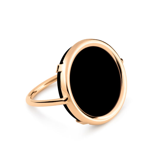 Bague Disc Onyx or rose 18Kt