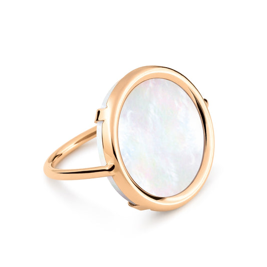 Bague Disc Mother of Pearl or rose 18Kt