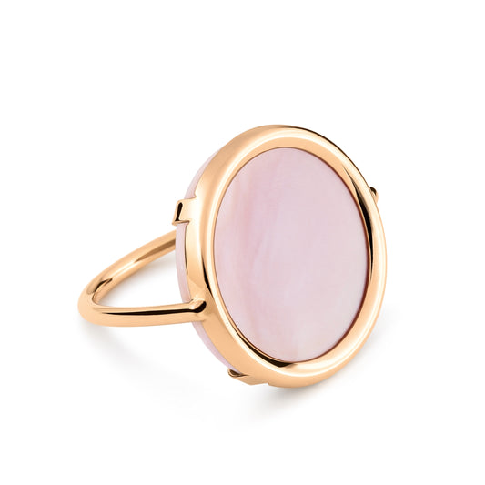 Bague Disc Ever pink Mother of Pearl or rose 18Kt