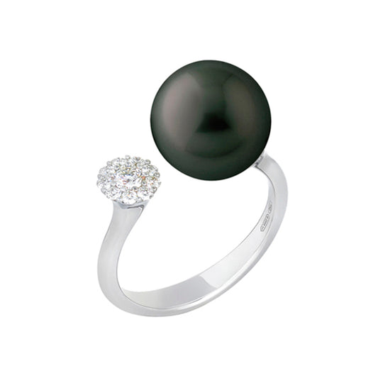 Bague Timeless or blanc 18Kt perle des Mers du Sud et diamants