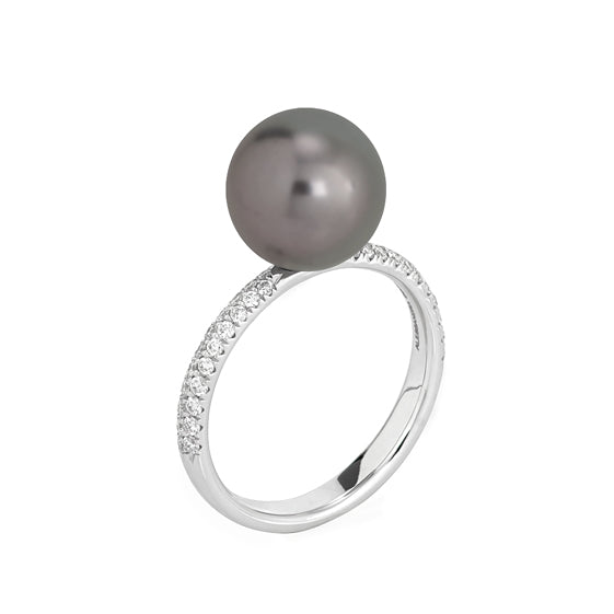 Bague Timeless or blanc 18Kt perle des Mers du Sud et diamants