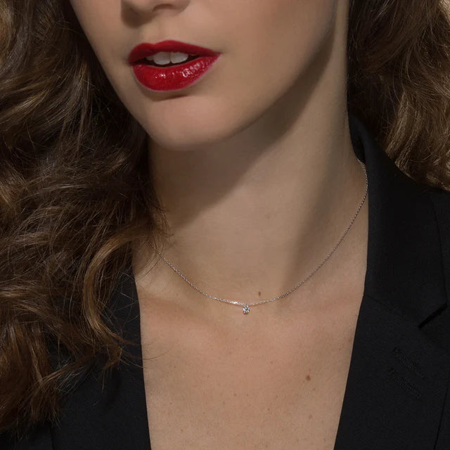 Collier 360° or jaune solitaire diamant 0.20ct