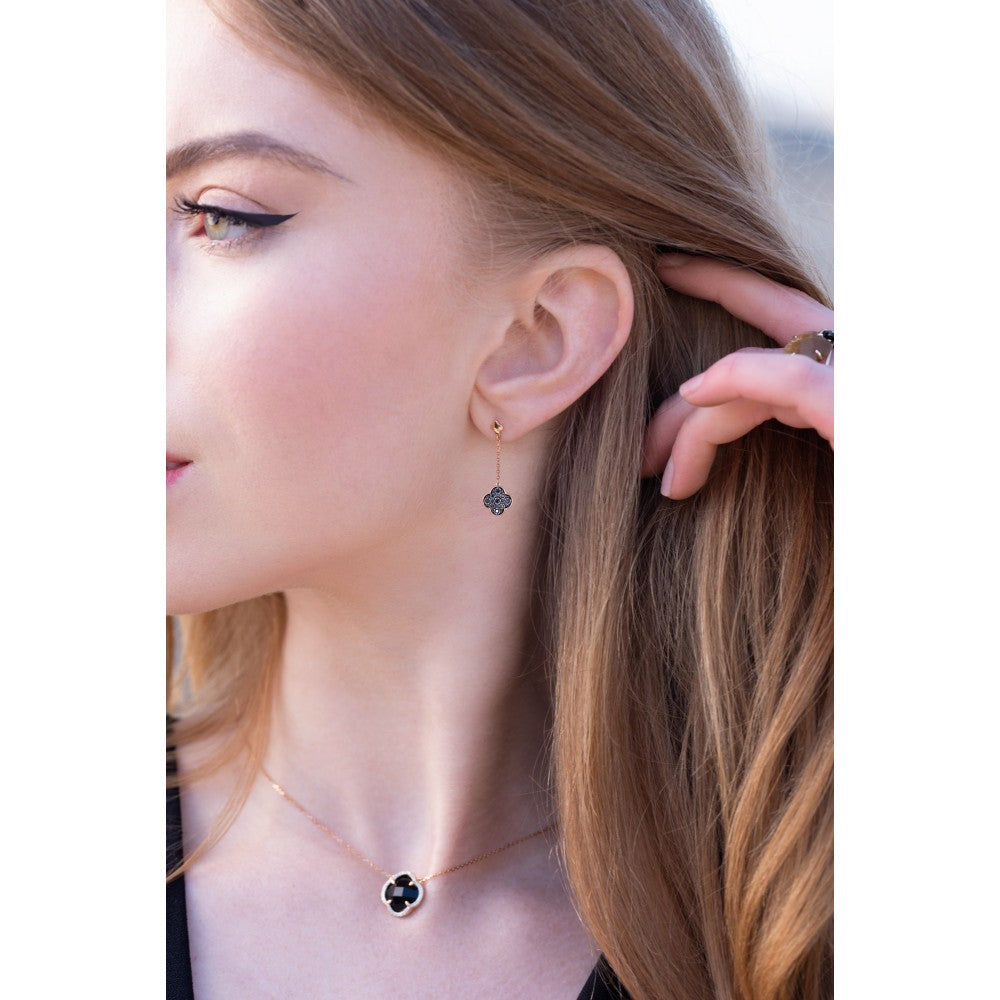 Boucles d'oreilles Jardin Précieux or jaune et diamants noirs