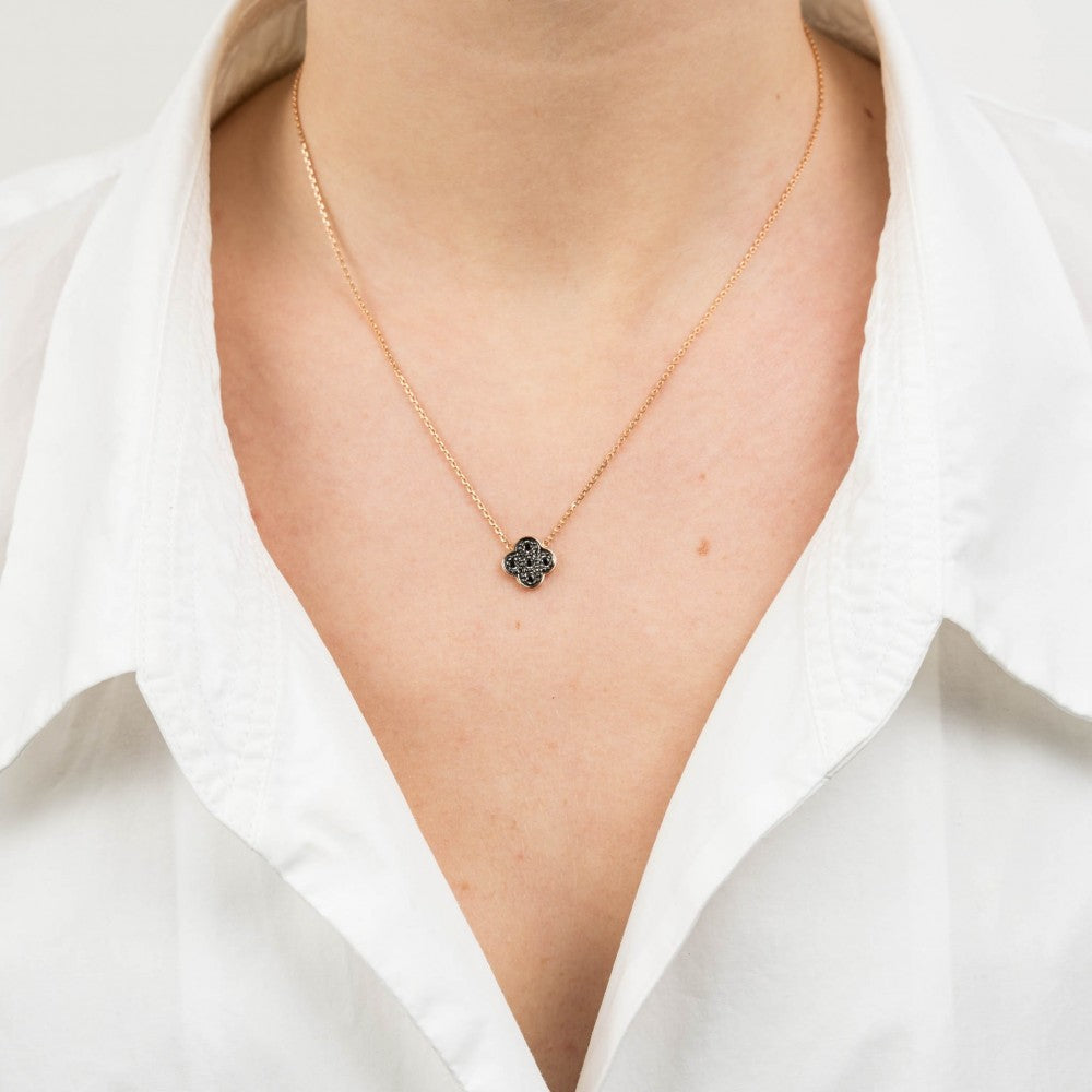 Collier Jardin Précieux petit modèle or jaune et diamants noirs