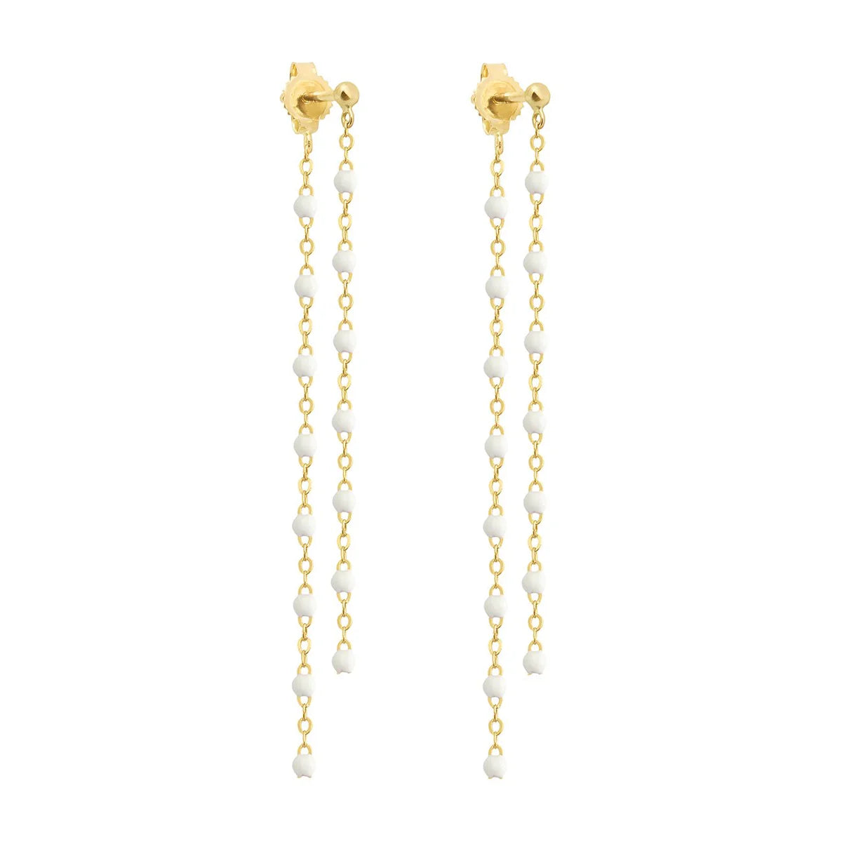 Boucles d'oreilles dansantes Gigi Classique Blanc or jaune