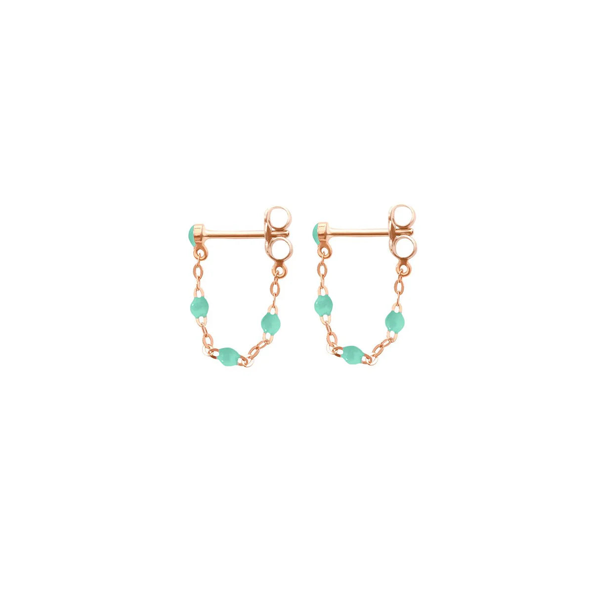 Boucles d'oreilles Gigi Classique Jade or rose