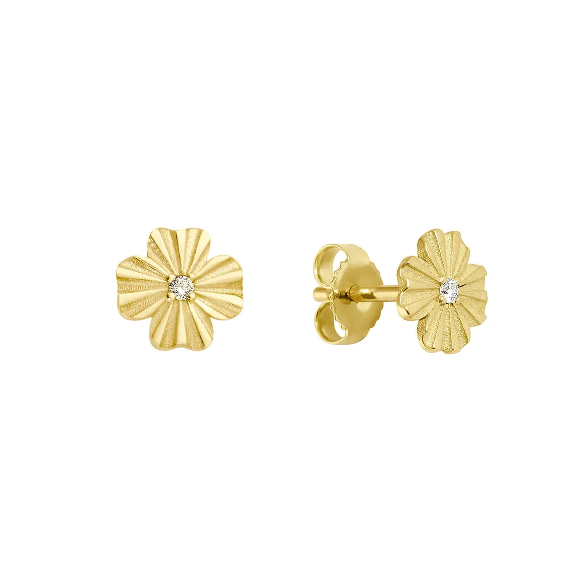 Boucles d'oreilles Trèfle Lumière diamants or jaune