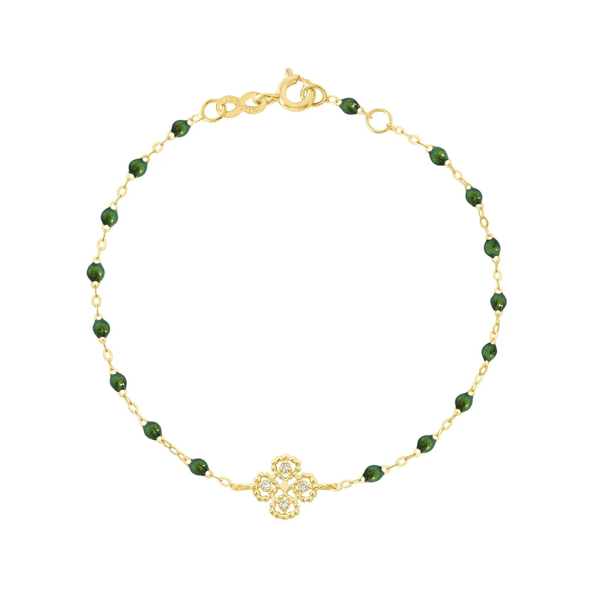 Bracelet Lucky Trèfle Scarabée diamants or jaune 17cm