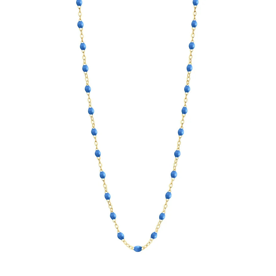 Collier Gigi Classique Bleu Fluo or jaune 50cm