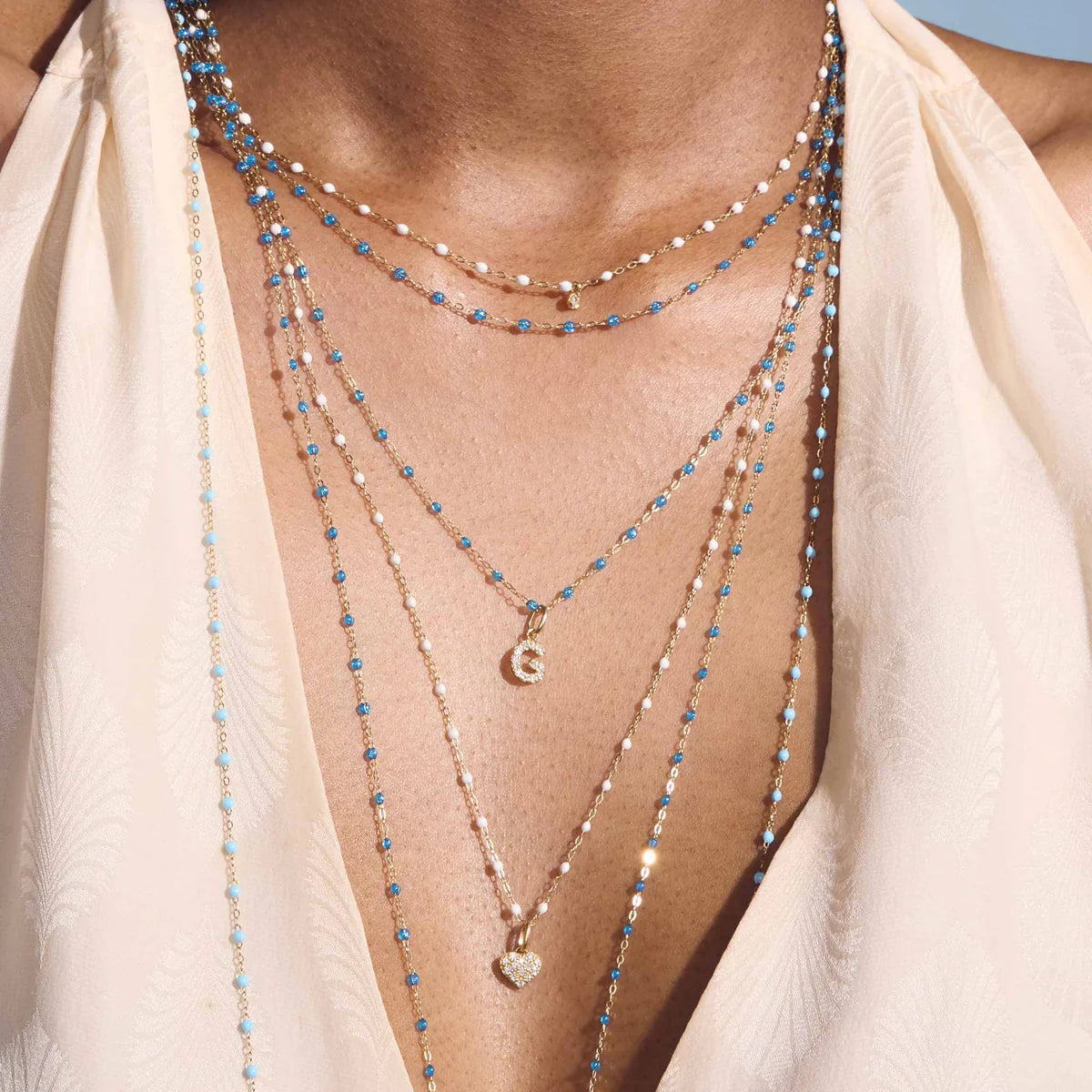 Collier Gigi Suprême blanc or jaune 1 diamant 42cm