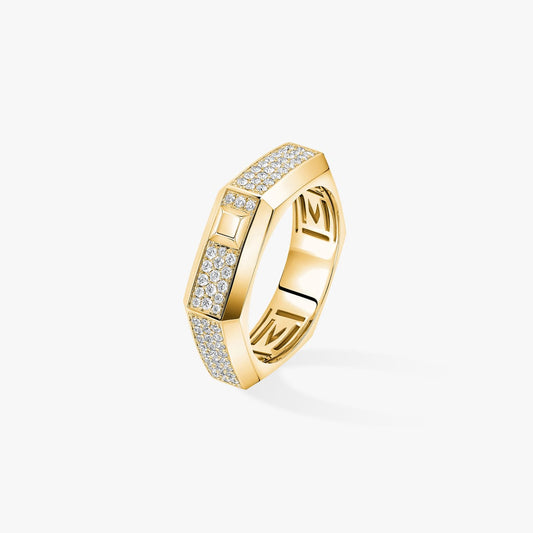 Bague Moderniste pavée or et diamants moyen modèle