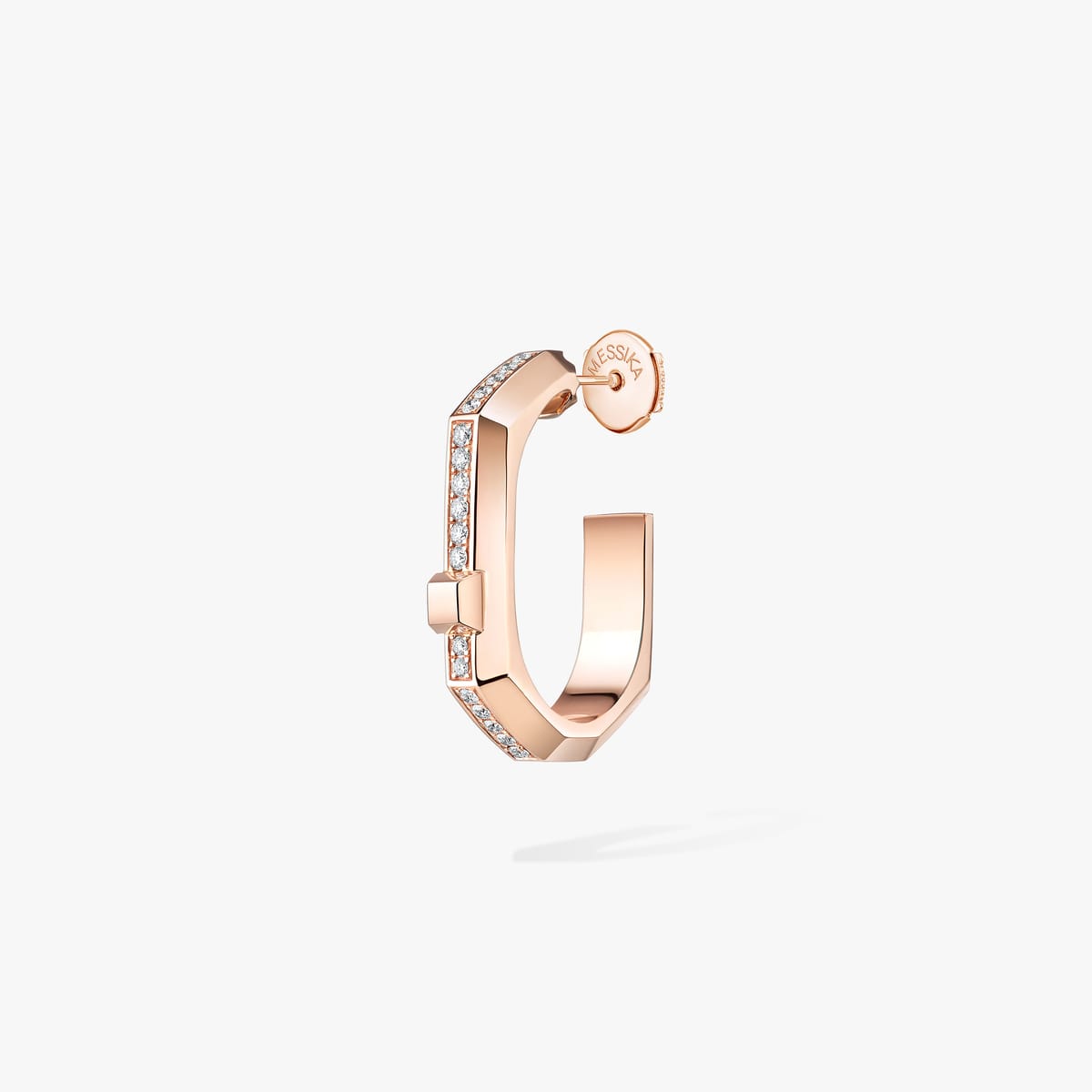 Mono boucle d'oreille Moderniste pavée or et diamants petit modèle