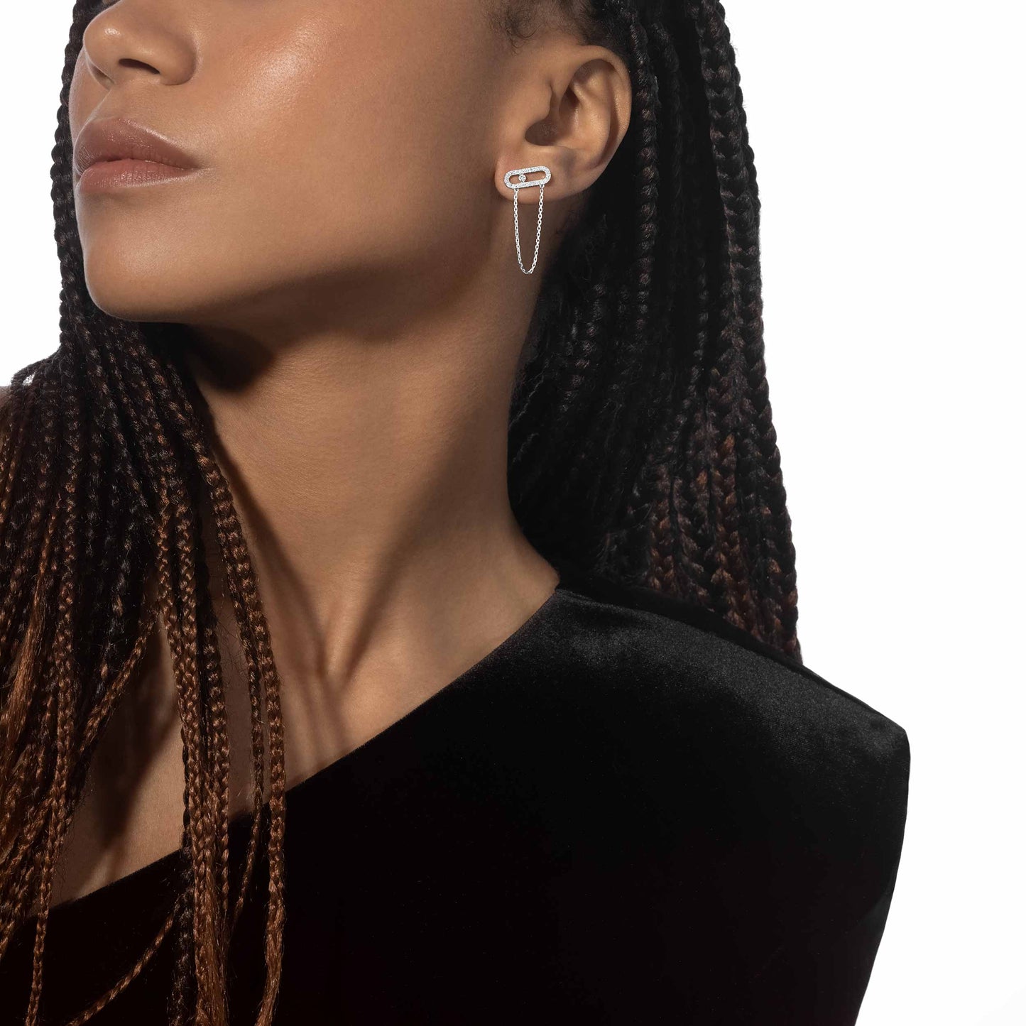 Boucles d'oreilles Move Uno chaîne et puce or et diamants