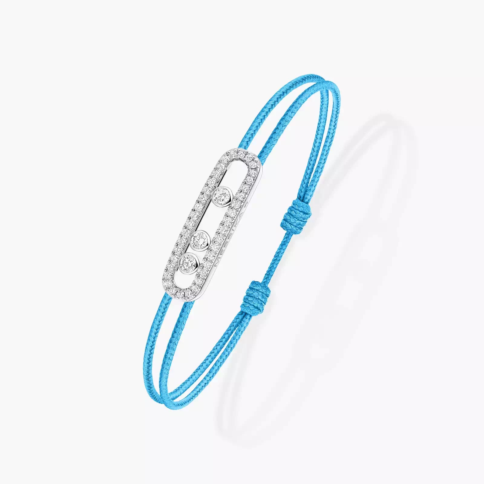 Bracelet or blanc 18Kt Messika Care(s) pavé cordon turquoise