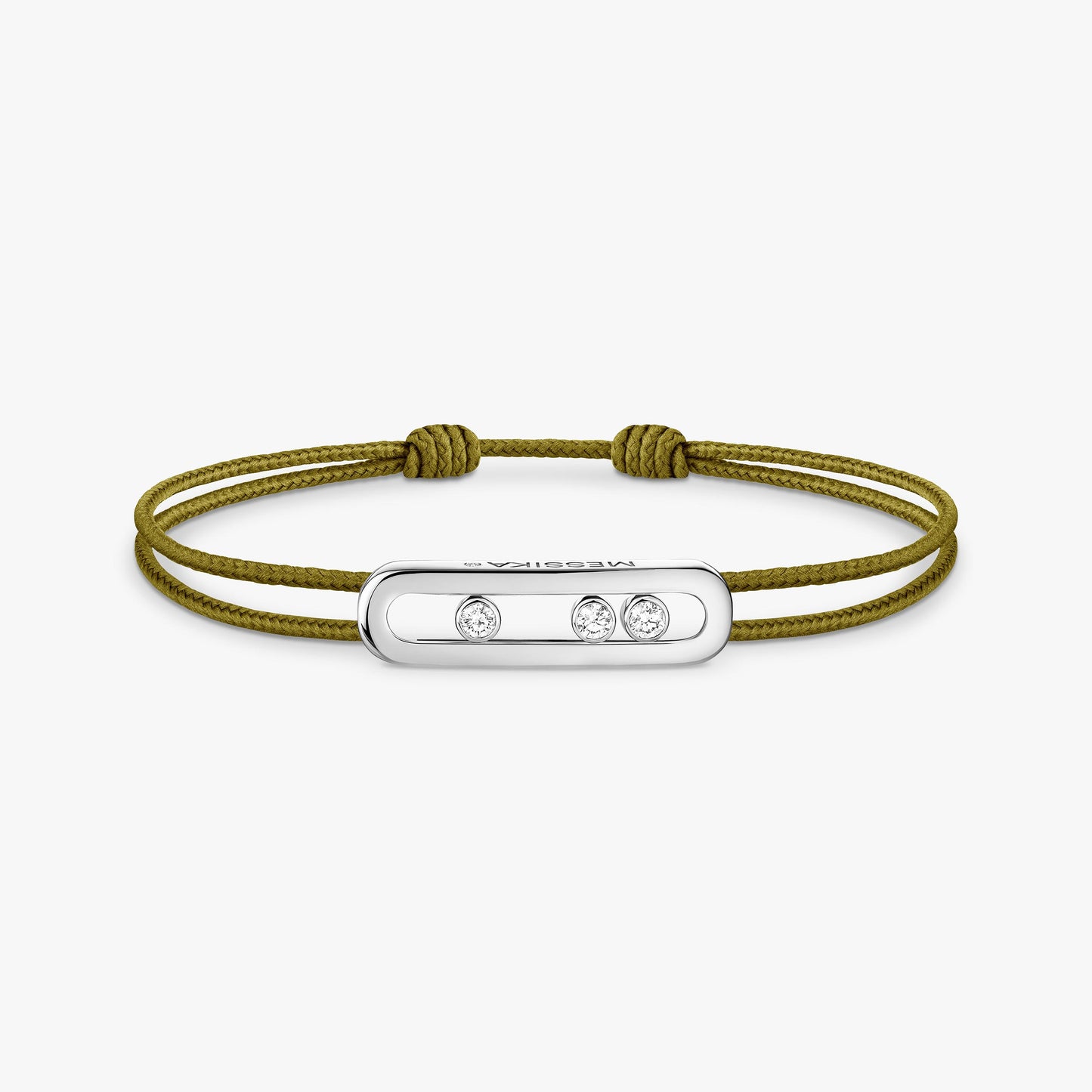 Bracelet or blanc 18Kt Messika Care(s) cordon kaki