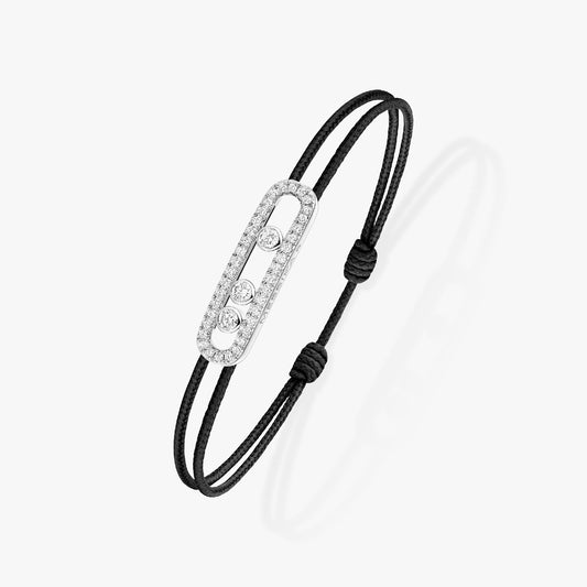 Bracelet cordon or blanc 18Kt Messika Care(s) noir pavé