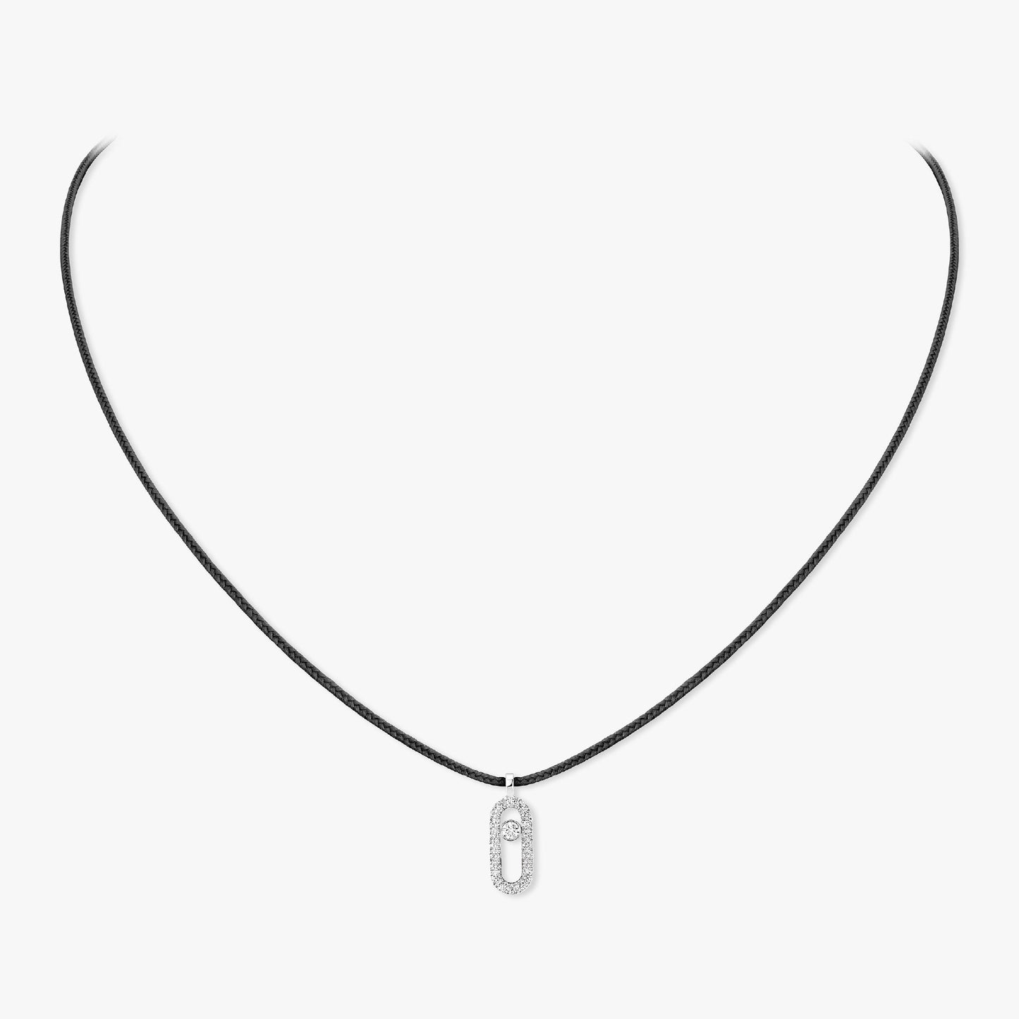 Collier cordon or blanc 18Kt Messika Care(s) noir pavé