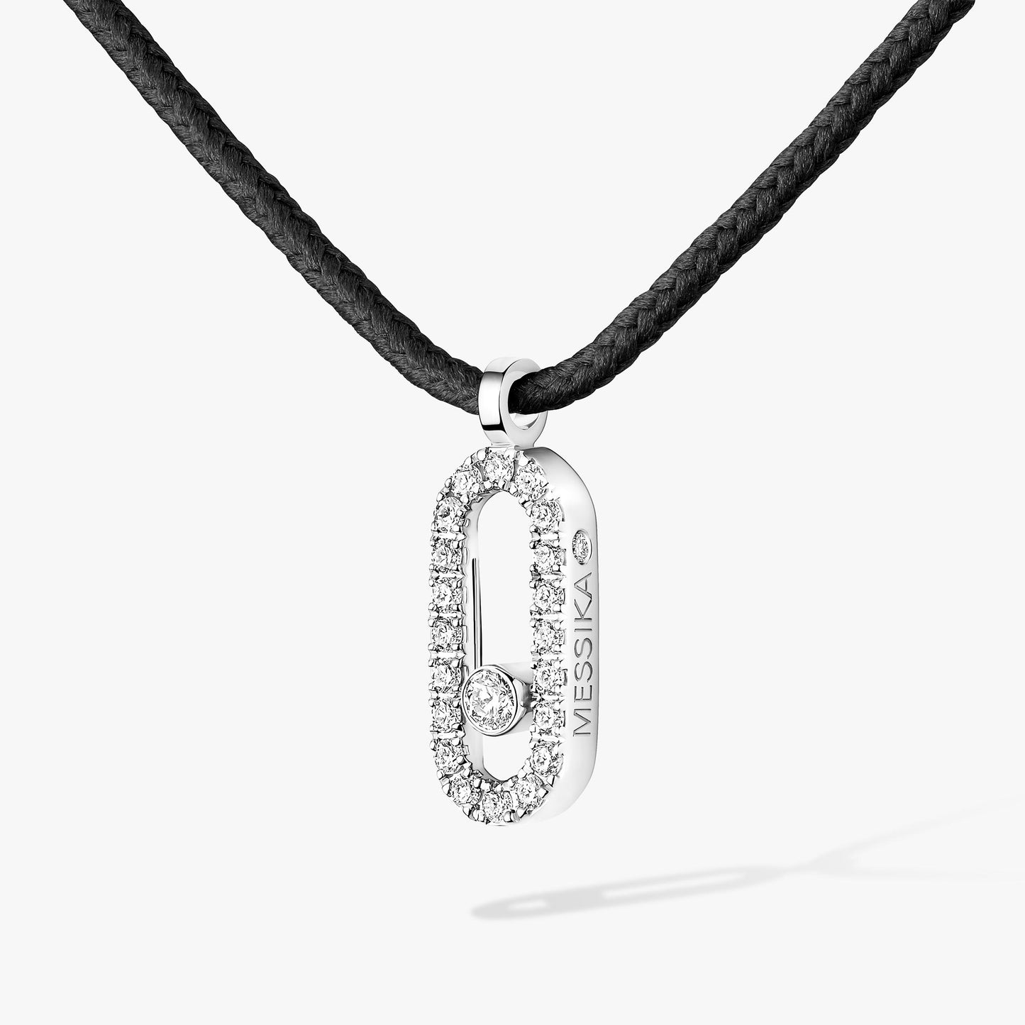 Collier cordon or blanc 18Kt Messika Care(s) noir pavé