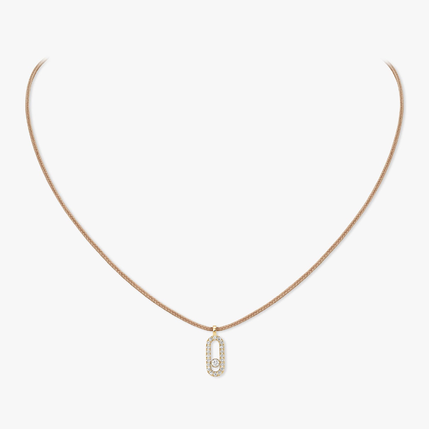 Collier cordon or jaune 18Kt Messika Care(s) beige pavé
