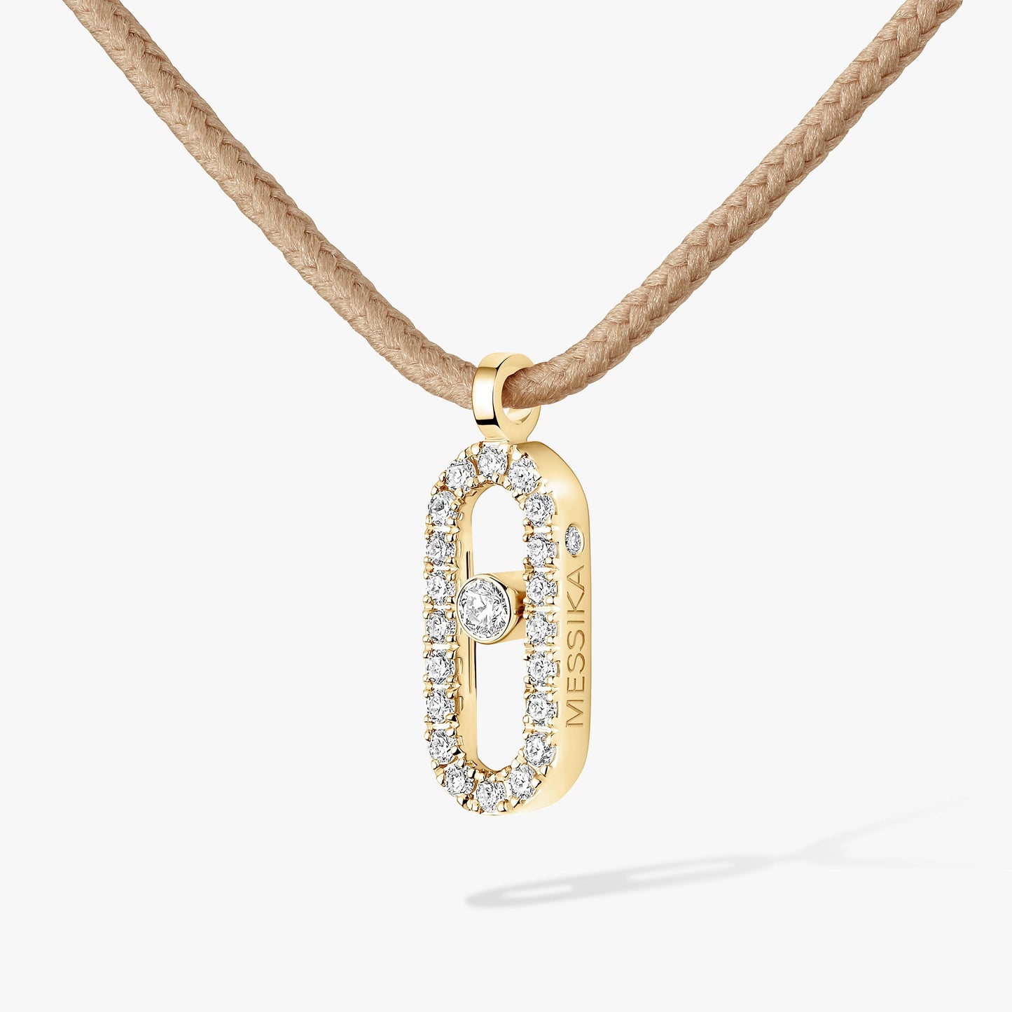 Collier cordon or jaune 18Kt Messika Care(s) beige pavé