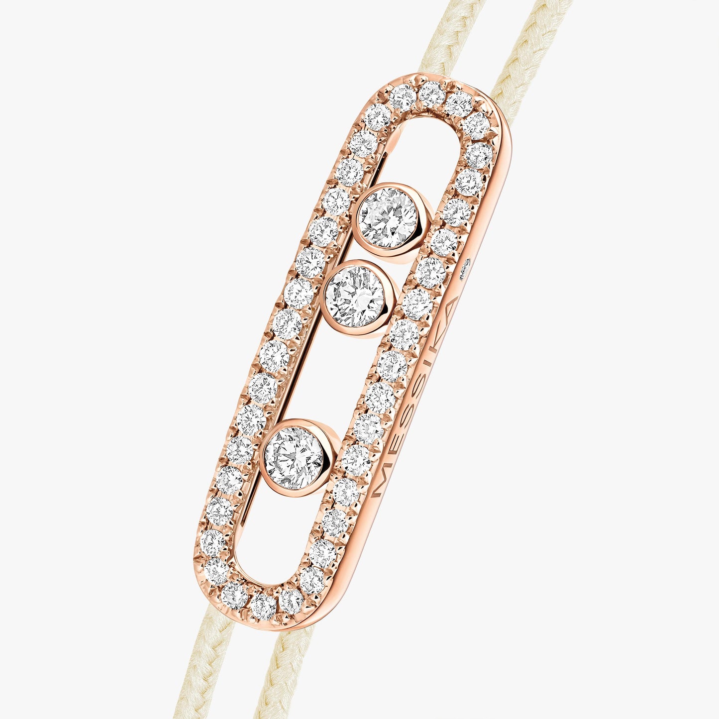 Bracelet or rose 18Kt Messika Care(s) pavé cordon crème