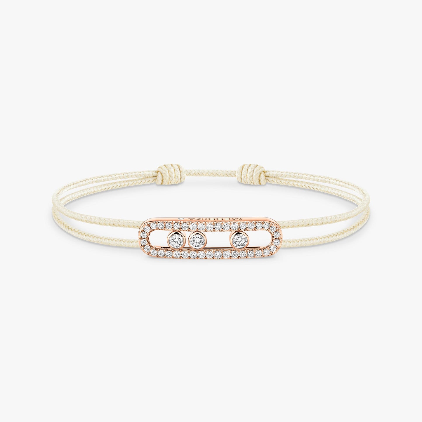 Bracelet or rose 18Kt Messika Care(s) pavé cordon crème