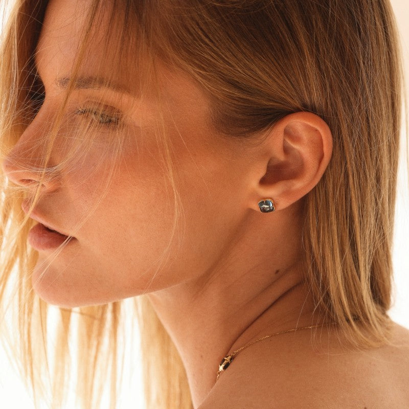 Puces Songe topaze Blue London or jaune