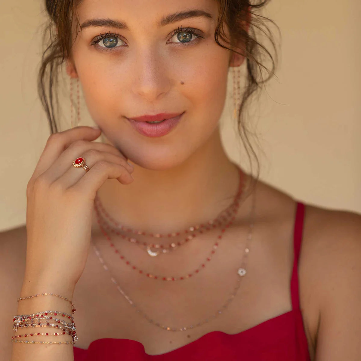 Collier Gigi Classique Coquelicot or jaune 45cm