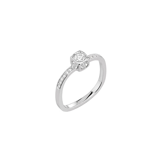Bague Le Cube Diamant petit modèle or blanc 18Kt et diamants