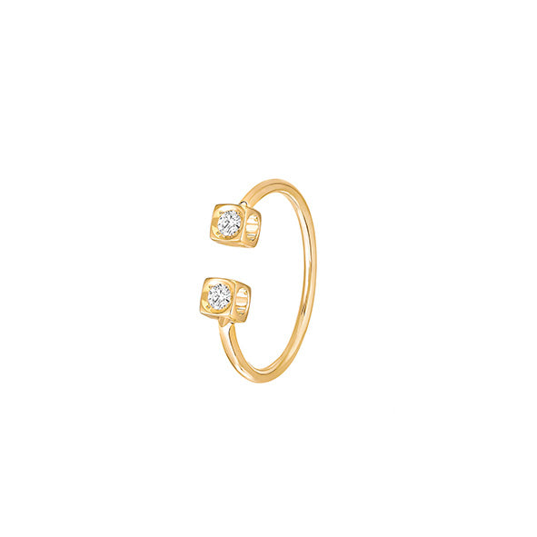 Bague Le Cube Diamant or jaune 18Kt et diamants