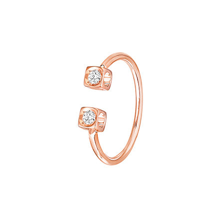 Bague Le Cube Diamant or rose 18Kt et diamants