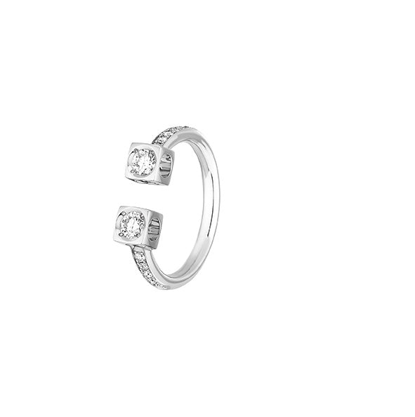 Bague Le Cube Diamant grand modèle or blanc 18Kt et diamants